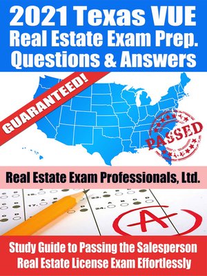 cover image of 2021 Texas VUE Real Estate Exam Prep Questions & Answers